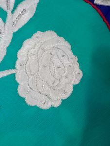 Navy Blue bordered Saree with white work