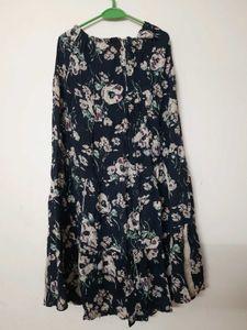 Summer Floral Print Blue Skirt For Top Kurti Wear