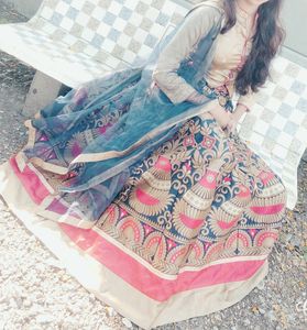 Multi Color Lhenga And Crop Top With Dupatta