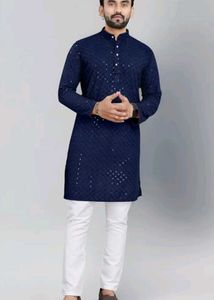 Navy Blue Lucknowi Kurta - Gently Used Treasure