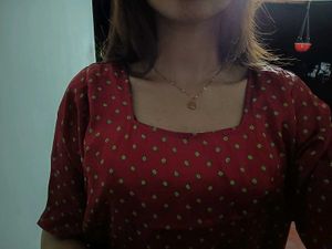 Maroon A- Line kurta, Dotted Top - Square Neck