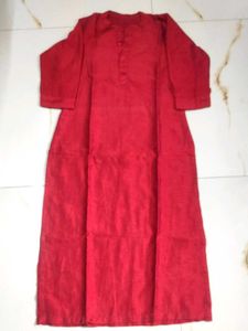 Red Mandarin Collar Shirt