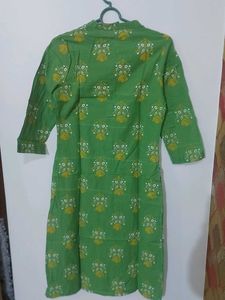 Green Printed Cotton Kurta
