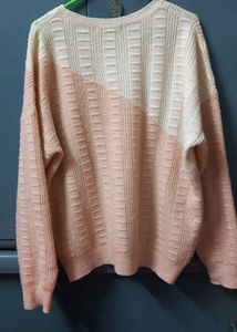 Madame Peach &amp; White Knitted Sweater