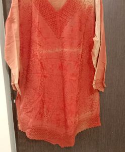 Front Full Embroidery Cotton Short Kurti