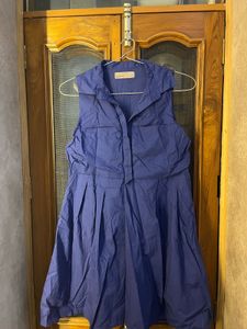 Blue Sleeveless Collared Dress