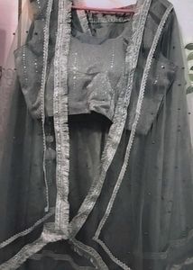 Gray Party Wear Lehenga Choli Set