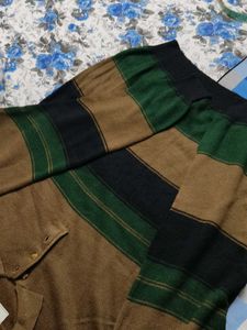 Ambassador Men Brown Striped Knit Sweater