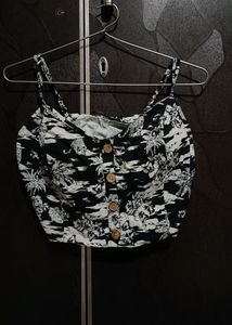 Black And White Padded Crop Top