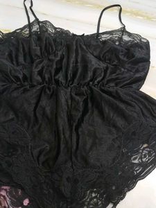 1300)Black Lace Teddy