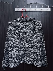 Black Flower Print Shirt For Women