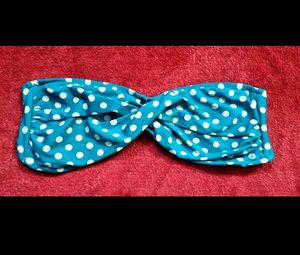 Blue Polka Dot Bandeau Top