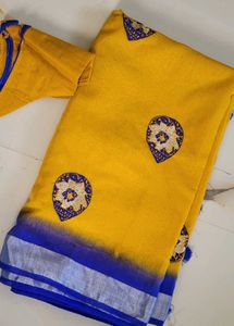 Organza Yellow Saree With Blouse