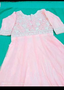 Peach Long Net Heavy Gown