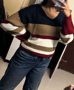 Striped V-Neck Sweater