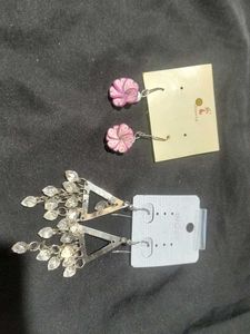 Earring Bundle: Flower Studs &amp; Triangle Dangles