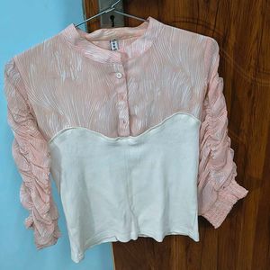Peach &amp; White Stylish Top