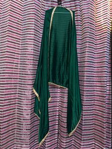 Chiffon Shiny With Golden Lace Dupatta