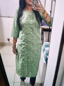 Straight Slit Kurti With Embroidery Full Design