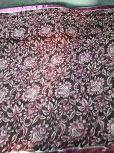 Used SyntheticChiffon MagentaColor LaceBorder Sare