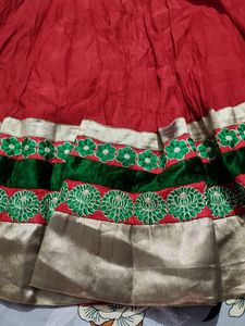 Red &amp; Green Anarkali Dress