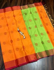 Elegant Orange Silk Saree