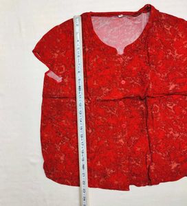 Red Floral Short Sleeve Shirt