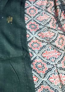 Chanderi Silk Ajrak Saree With Halter Blouse