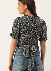 Floral Print Wrap Top