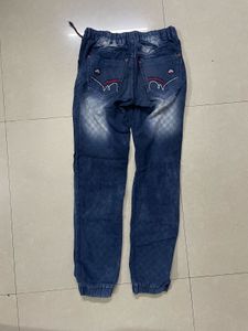 Boys Blue Patterned Jeans