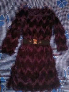 Fuzzy Patterned Mini Dress