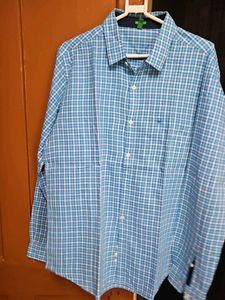 Blue Checkered Button-Down Shirt