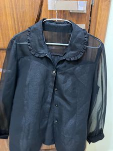 RAREISM Black Sheer Boat Neck Top