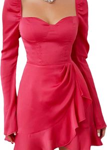 Red Long Sleeve Mini Dress