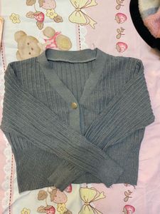 Gray Knit Cardigan