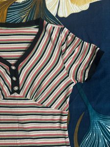 Striped V-Neck Top