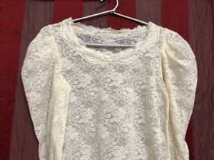 Cream Short Sleeve Top