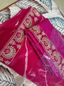 Elegant pink Embroidered Saree