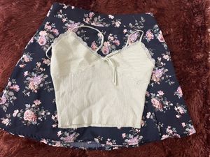 ✨ Floral Skirt &amp; Ribbed Cami Set