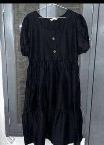 Black Puff Sleeve Midi Dress ❤️