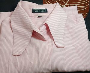 Pink Striped Collared Button-Down Shirt