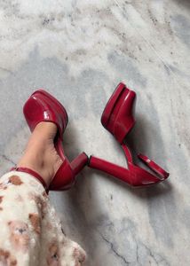 Elegant Red Block Heels