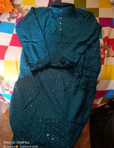 Teal Embroidered Kurta - Classic Style