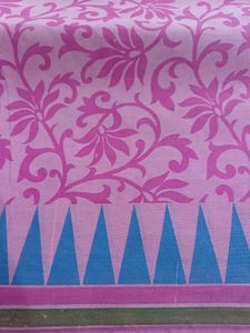 Cotton Pink Saree With Blue Border!