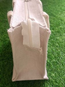 Burlap Tote Bag with Lace Detail