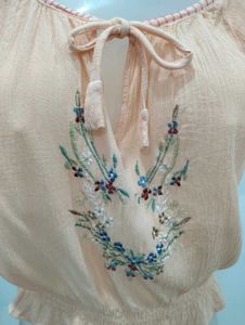 Embroidery Cinched Top