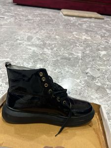 Black Quilted High Top Boots