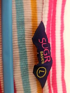 Vibrant Multi-Color Striped Ribbed T-Shirt