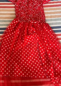 Red Midi Frock Polka Dots