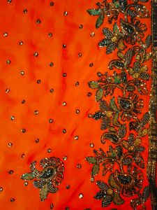 Orange Embellished Saree